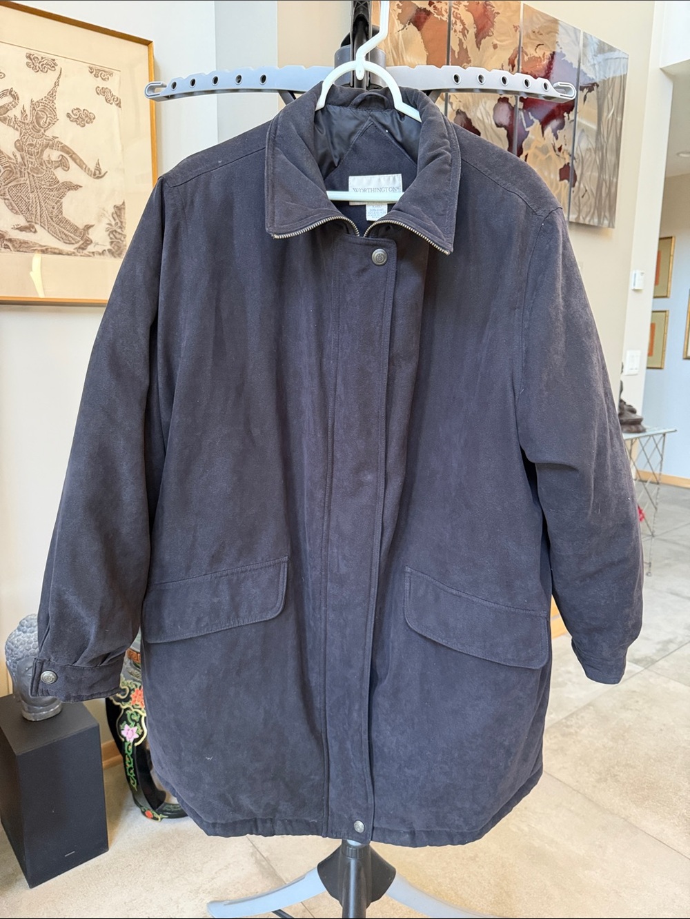 Worthington Faux Suede Down Filled Oversized Coat - women’s XL